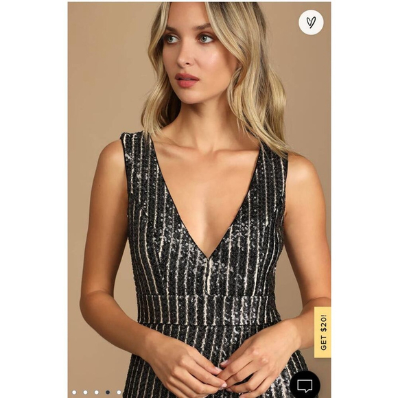 NWT Lulus Unforgettable Elegance Black Sequin Sleeveless Maxi Dress SZ S - Picture 4 of 7